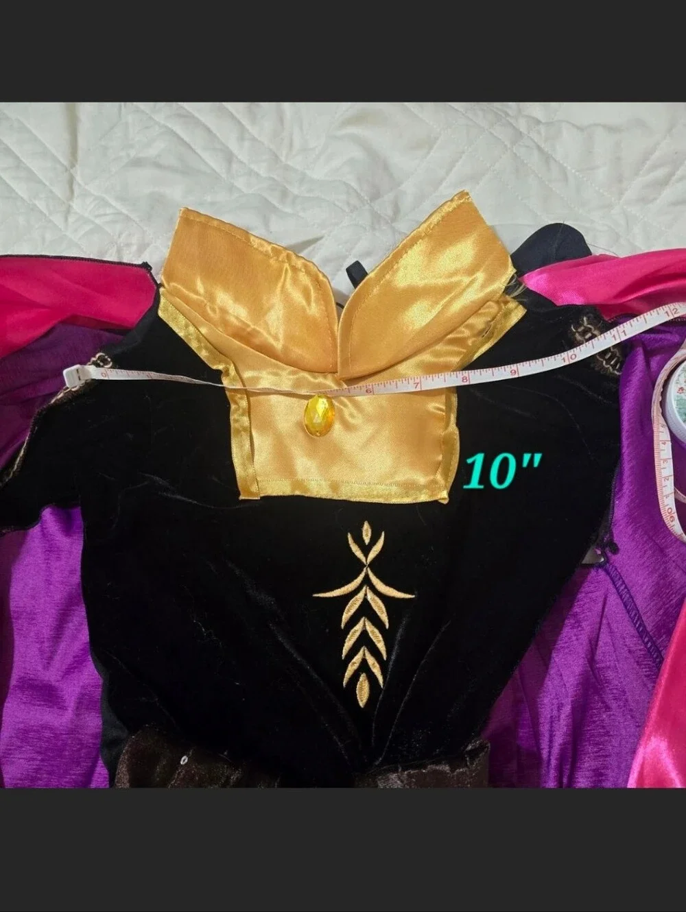 New Ana Princess Size 8 With Crinoline , Black Royal Costume with Gold Trim